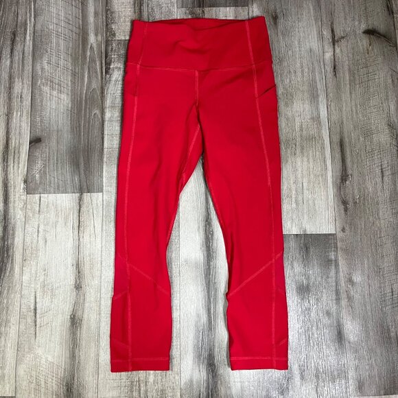 Lululemon Athletic Pace Rival HR Crop Yoga Pants Dark Red Women’s Size 4